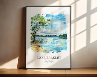 Lake Barkley aquarel kunstafdruk, Kentucky reisposter