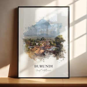 Burundi Wall Art, Burundi Print, Burundi Watercolor Art, Burundi Country Gift, Travel Print, Travel Poster, Housewarming Gift