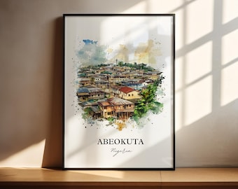 Abeokuta Nigeria Watercolor Art Print, Ogun State Travel Poster