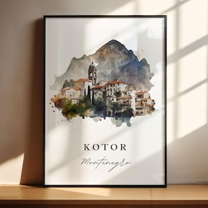 Kotor Montenegro Wall Art, Kotor Print, Kotor Watercolor Art, Kotor Montengro Gift, Travel Poster, Housewarming Gift