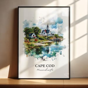 Cape Cod Wall Art, Cape Cod MA Print, Cape Cod Watercolor Art, Cape Cod Gift, Travel Print, Travel Poster, Housewarming Gift