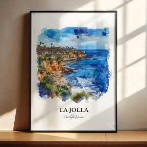 La Jolla Wall Art, San Diego Print, La Jolla CA Watercolor Art, La Jolla California Gift, Travel Print, Travel Poster, Housewarming Gift