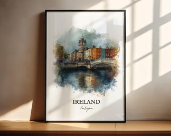 Ireland Wall Art, Ireland Print, Ireland Watercolor Art, Ireland Country Gift, Travel Print, Travel Poster, Housewarming Gift