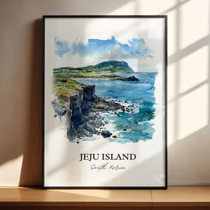 Jeju Island Wall Art, Jeju Island Print, South Korea Watercolor Art, Jeju Island Gift, Jeju Island Print, Travel Poster, Housewarming Gift