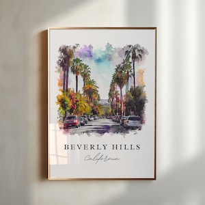 Beverly Hills Wall Art, Los Angeles Print, LA Wall Art, Beverly Hills Gift, SoCal Art, Travel Poster, Housewarming Gift