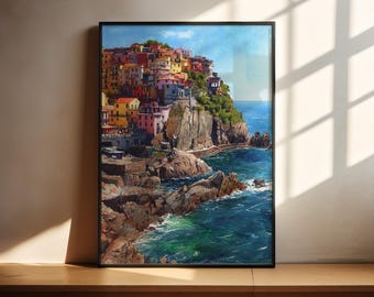 Acuarelas de Cinque Terre Lámina de viaje de Cinque Terre Obras de arte de Italia Decoración de Cinque Terre Arte de pared de Italia