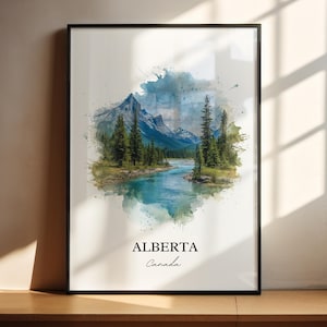 Alberta Canada Wall Art, Alberta Canada Print, Canada Watercolor Art, Alberta Gift, Alberta Travel Print, Travel Poster, Housewarming Gift
