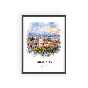Granada Spain Wall Art, Granada Print, Spain Watercolor Art, Granada Spain Gift, Travel Print, Travel Poster, Housewarming Gift image 7