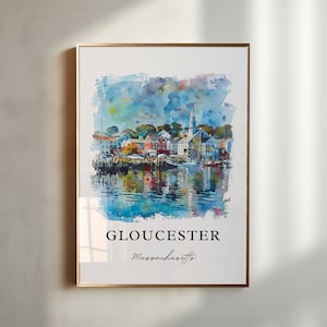 Gloucester Massachusetts Art, Cape Ann Print, Gloucester MA Watercolor, Gloucester Mass Gift, Travel Poster, Housewarming Gift