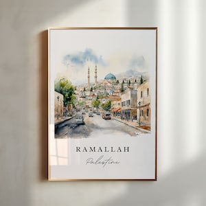 Ramallah traditional wall art - Palestine, Ramallah poster, Wedding gift, Birthday present, Custom Text, Personalized Gift