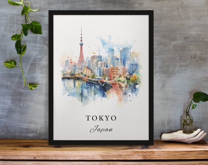 Tokyo traditional travel art - Japan, Tokyo poster, Wedding gift, Birthday present, Custom Text, Personalised Gift