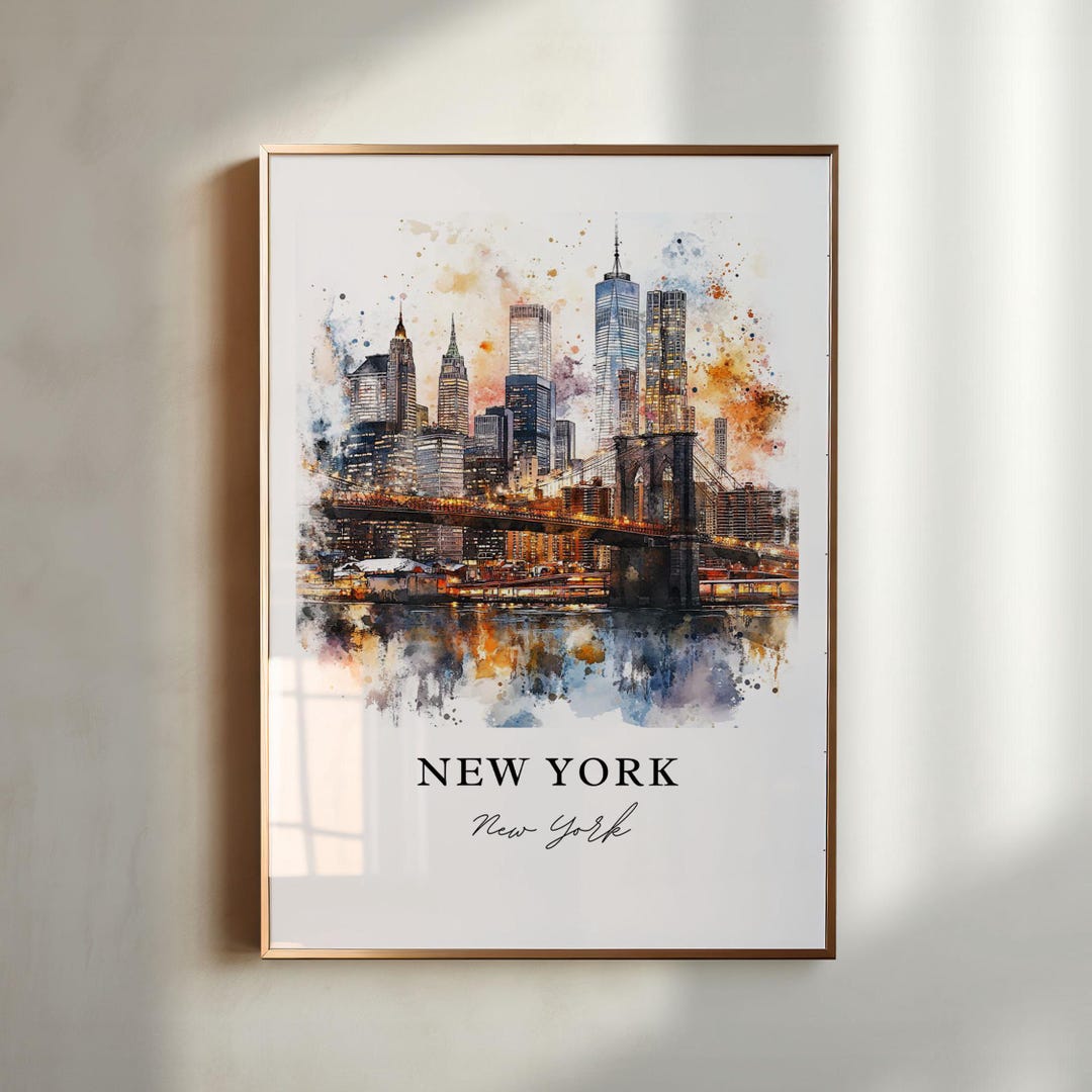 New York City Wall Art, NYC Print, Manhattan Watercolor Art, Brooklyn ...