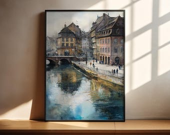 Strasbourg France Watercolor Art Strasbourg Travel Print Strasbourg Hawaii Artwork Alsace Decor Grand Est Region Wall Art