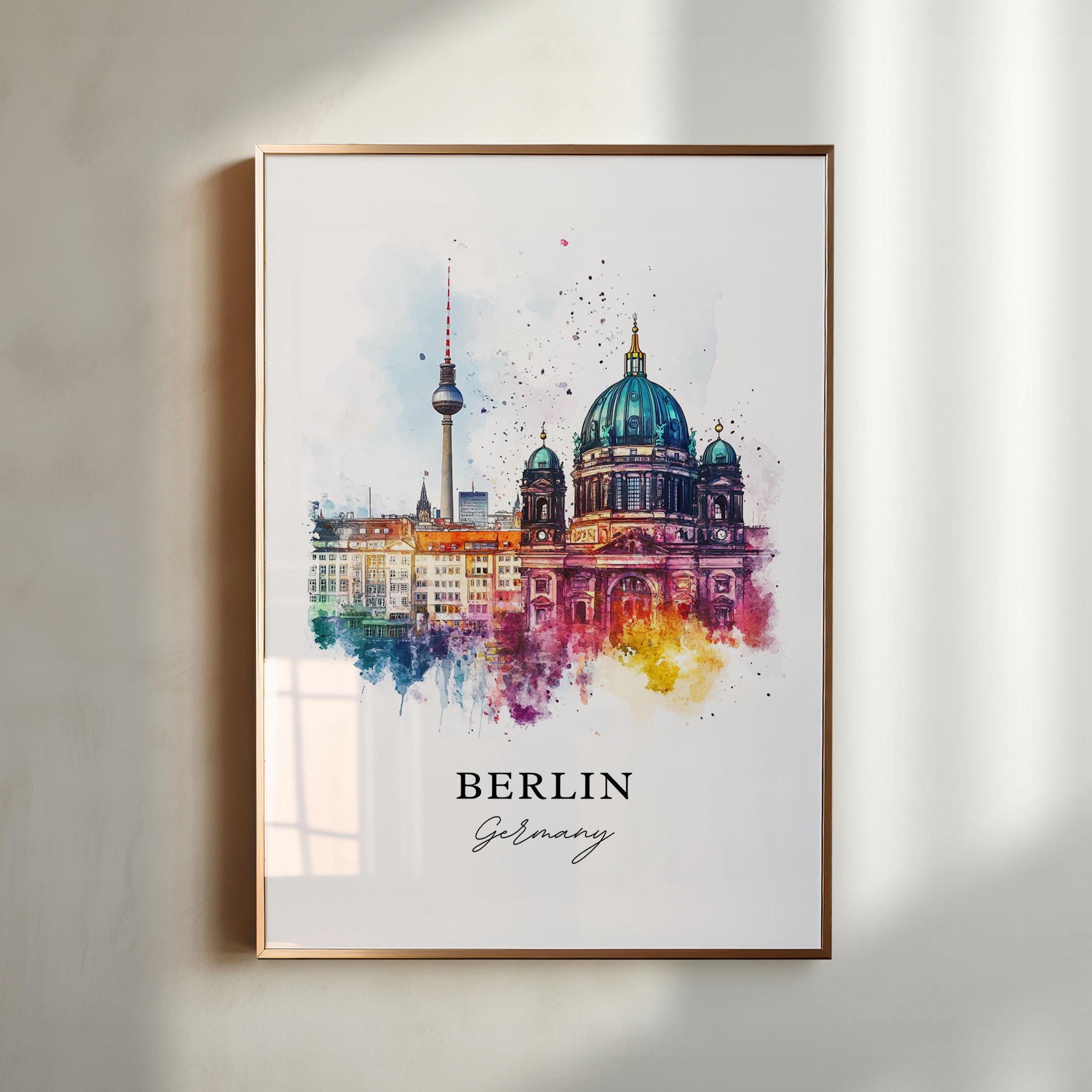 Berlin Wall Art, Berlin Germany Print, Berlin Watercolor Art, Berlin Germany Gift, Berlin Skyline Print, Travel Poster, Housewarming Gift