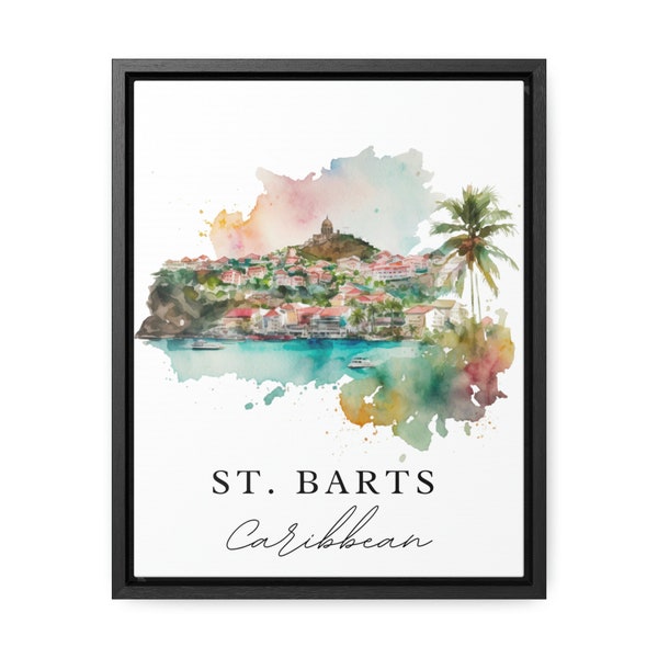 St. Bart's traditional travel art - Caribbean, St Barts poster, Wedding gift, Birthday present, Custom Text, Personalised Gift