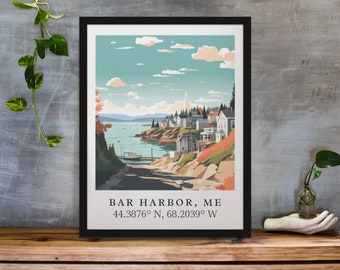 Bar Harbor Maine Art Print – Traditional Travel Poster