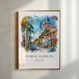 Coral Gables Wall Art, Coral Gables Print, Florida Wall Art, Miami Art Gift, Travel Print, Travel Poster, Travel Gift, Housewarming Gift