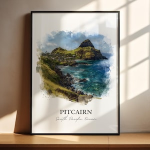 Pitcairn Wall Art, Pitcairn Print, South Pacific Islands Artwork, Pitcairn Gift, Travel Print, Travel Poster, Housewarming Gift