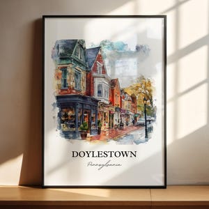 Doylestown PA Wall Art, Bucks County Print, Pennsylvania Watercolor Art, Doylestown PA Gift, Travel Print, Travel Poster, Housewarming Gift