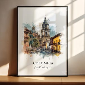 Colombia Wall Art, Colombia Print, Colombia Watercolor Art, Colombia Country Gift, Travel Print, Travel Poster, Housewarming Gift