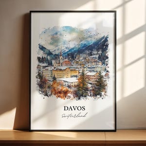 Davos Travel Print Wall Art Davos Wall Hanging Home Décor Davos Gift Art Lovers Switzerland Art Lover Gift Davos Poster