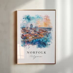 Norfolk VA wall art - Virginia, Norfolk print, Norfolk Virginia Wedding gift, Norfolk Skyline Birthday present, Custom Text, Perfect Gift