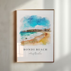 Bondi Beach Australia wall art - Australia, Bondi Beach print, Wentworth Aus Wedding gift, Birthday present, Custom Text, Perfect Gift