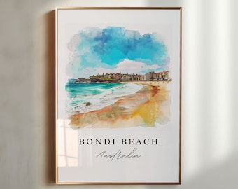 Arte mural de Bondi Beach, Australia - Australia, impresión de Bondi Beach, regalo de boda de Wentworth Aus, regalo de cumpleaños, texto personalizado, regalo perfecto