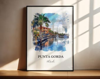 Punta Gorda Wall Art, Punta Gorda Print, Charlotte County Artwork, Punta Gorda Florida Gift, Travel Print, Travel Poster, Housewarming Gift