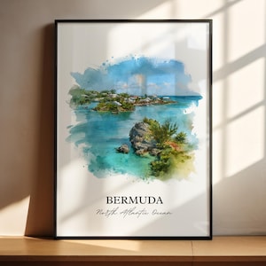 Bermuda Wall Art, Bermuda Print, Bermuda Watercolor Art, Bermuda Gift, Travel Print, Travel Poster, Housewarming Gift