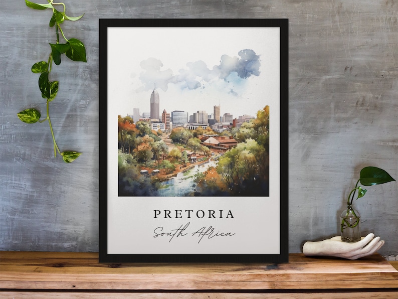 Lámina artística de Pretoria, Sudáfrica – Póster de viaje con paisaje urbano imagen 1