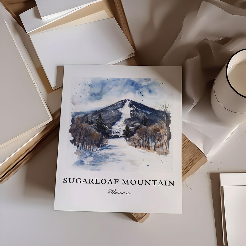 Sugarloaf Mountain ME Art, Sugarloaf Mtn Print, Carrabassett Valley, Franklin County ME Gift, Travel Poster, Housewarming Gift image 2