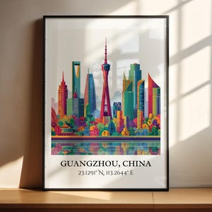Guangzhou Art, Guangzhou Retro Travel Art, Guangzhou Home Decor, Guangzhou China Gift, China Travel Art, Travel Prints, Housewarming Gift