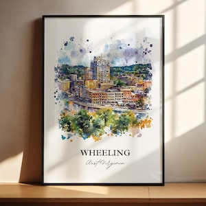 Wheeling WV Wall Art, Ohio County WV Print, West Virginia Watercolor Art, Wheeling WV Gift, Travel Print, Travel Poster, Housewarming Gift