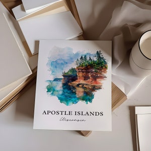 Apostle Islands Art, Apostle Islands WI Print, Wisconsin Watercolor, Apostle Islands Gift, Travel Poster, Housewarming Gift image 2