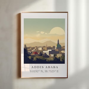 Addis Ababa wall art - Ethiopia, Addis Ababa poster, Addis Ababa Skyline Wedding gift, Birthday present, Custom Text, Personalised Gift