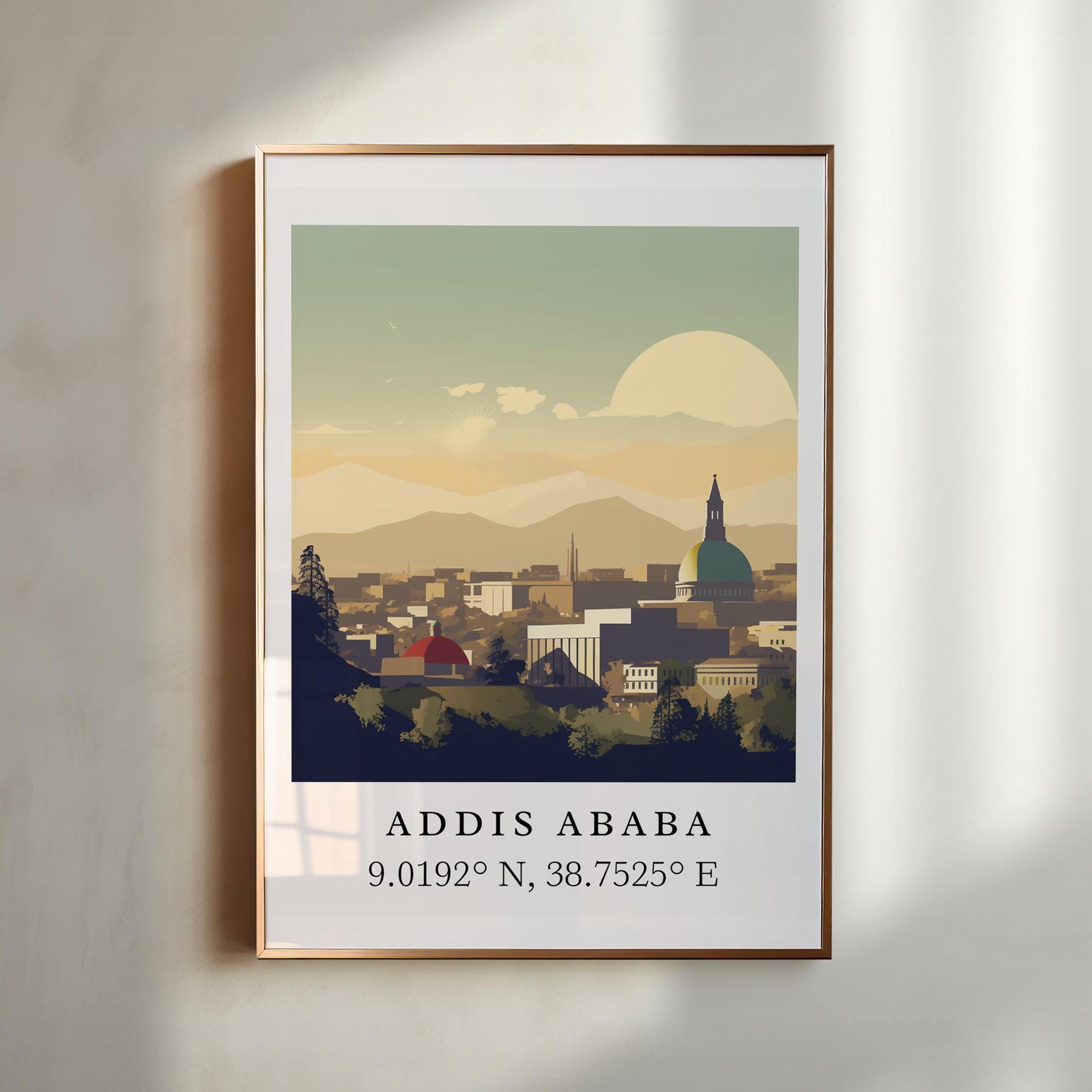 Addis Ababa wall art - Ethiopia, Addis Ababa poster, Addis Ababa Skyline Wedding gift, Birthday present, Custom Text, Personalised Gift