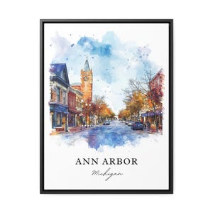 Ann Arbor Wall Art, UMich Print, Ann Arbor Watercolor Art, Ann Arbor Michigan Gift, Travel Poster, Housewarming Gift