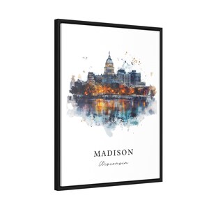 Madison WI Wall Art, Madison Print, Madison Watercolor Art, Madison Wisconsin Gift, Travel Poster, Housewarming Gift image 6