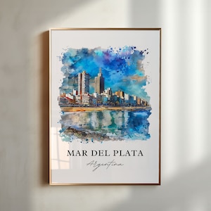 Arte de Mar del Plata, Impresión de Mar del Plata Argentina, Acuarela Punta Mogotes, Regalo de Argentina, Cartel de viaje, Regalo de inauguración de la casa