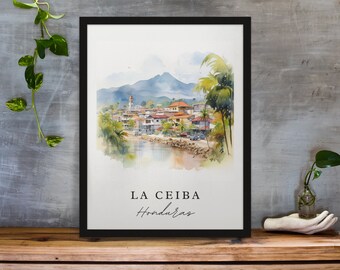 La Ceiba ホンジュラス アート プリント – 伝統的な旅行ポスター