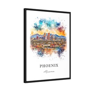 Phoenix AZ kunst aan de muur, Phoenix Arizona print, Phoenix aquarel kunst, Phoenix AZ cadeau, Arizona reisposter, housewarming cadeau afbeelding 7