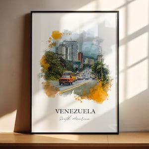 Venezuela Wall Art, Venezuela Print, Venezuela Watercolor Art, Venezuela Gift, Travel Print, Travel Poster, Housewarming Gift