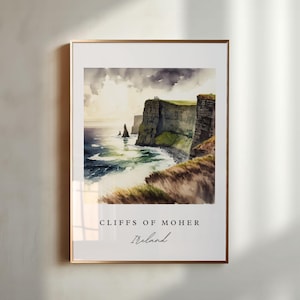Cliffs of Moher Art, Moher Ireland Print, Cliffs of Moher Watercolor, Ireland Cliffs Gift, Travel Poster, Housewarming Gift