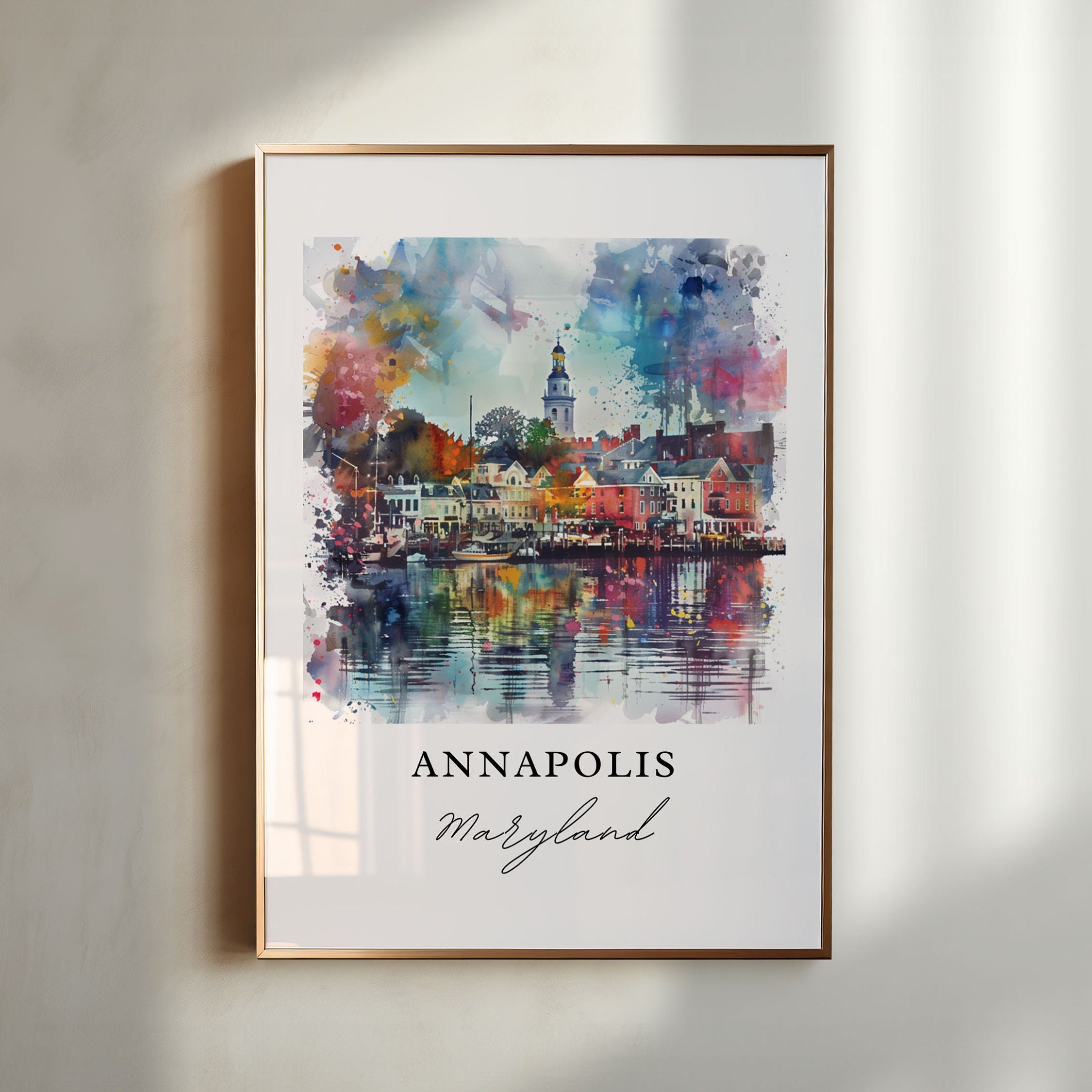 Annapolis MD Wall Art, Annapolis Print, Annapolis Maryland Watercolor, Annapolis Gift, Travel Poster, Housewarming Gift
