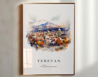 Kunst aan de muur Yerevan, Armenië - Armenië, poster van Jerevan, huwelijkscadeau van Jerevan, verjaardagscadeau Armenië, aangepaste tekst, gepersonaliseerd cadeau