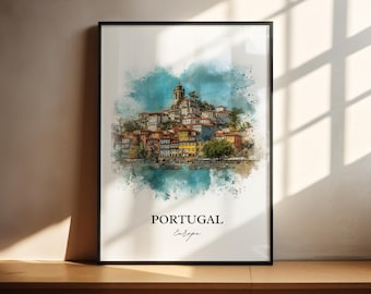 Portugal Wall Art, Portugal Print, Portugal Watercolor Art, Portugal Country Gift, Travel Print, Travel Poster, Housewarming Gift