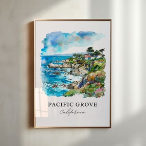 Pacific Grove Wall Art, Pacific Grove Print, Pacific Grove Watercolor, Pacific Grove CA Gift, Travel Poster, Housewarming Gift