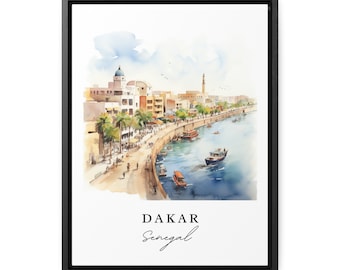 Dakar Senegal Art Print – Traditional Travel Poster, Custom Cityscape