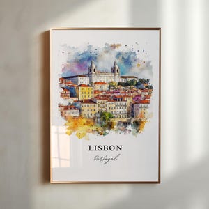 Lisbon Wall Art, Lisbon Portugal Print, Lisbon Watercolor Art, Lisbon Portugal Gift, Travel Print, Travel Poster, Housewarming Gift
